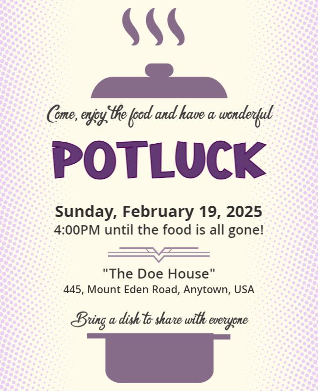 Community Potluck Dinner Invitation Flyer Template