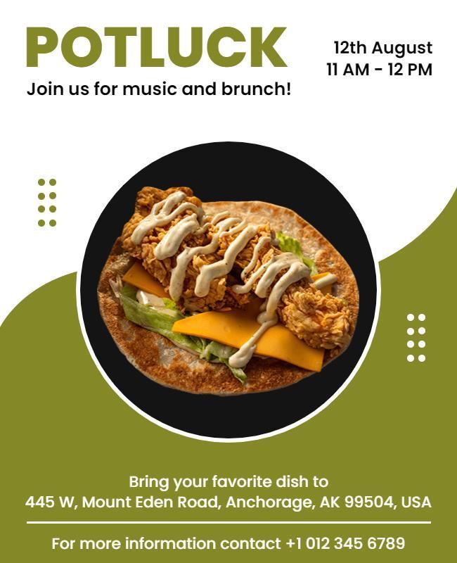 Community Potluck Music and Brunch Flyer Template