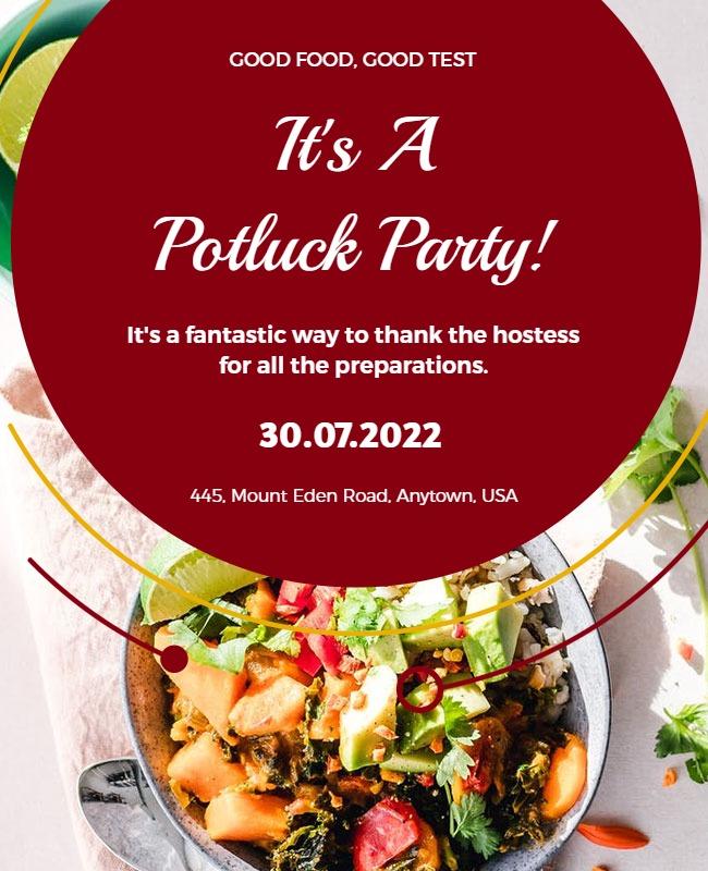 Community Potluck Party Invitation Flyer Template