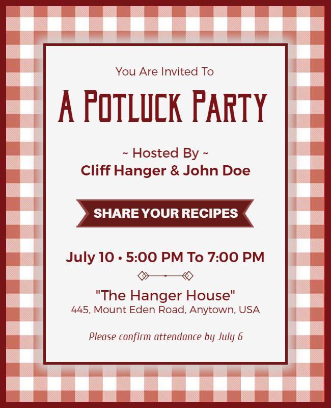 Community Potluck Recipe Sharing Flyer Template