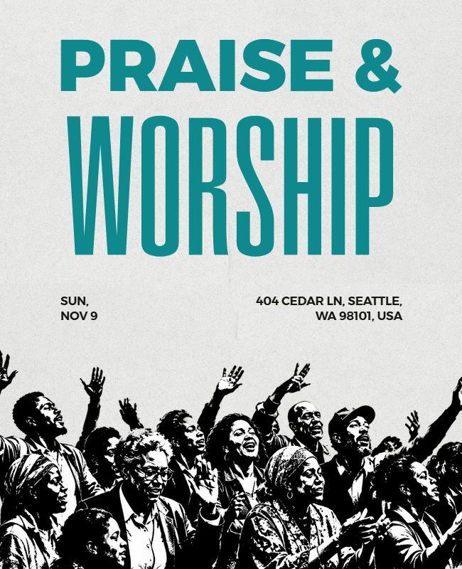 Community Praise and Worship Event Poster Template