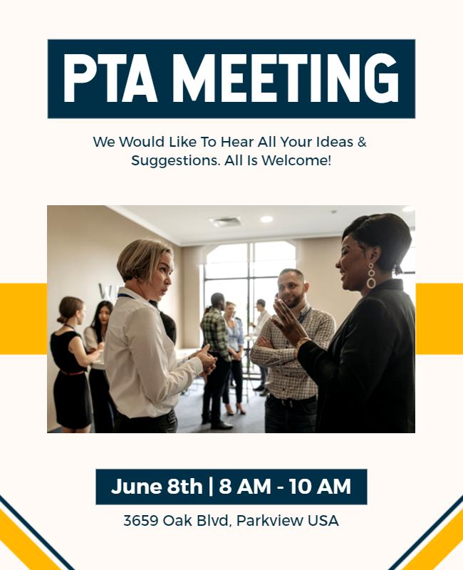 Community Pta Meeting Announcement Flyer Template