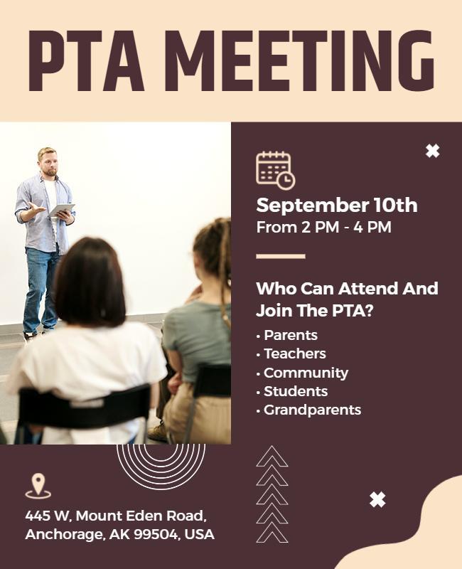 Community Pta Meeting Invitation Flyer Template