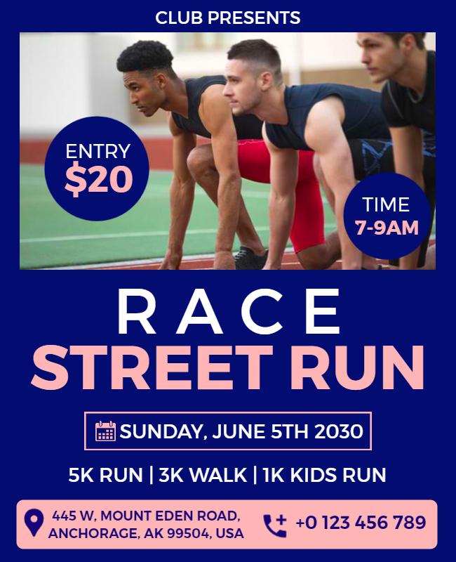 Community Race Street Run Event Flyer Template