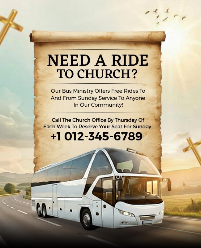 Community Ride to Church Announcement Flyer Template