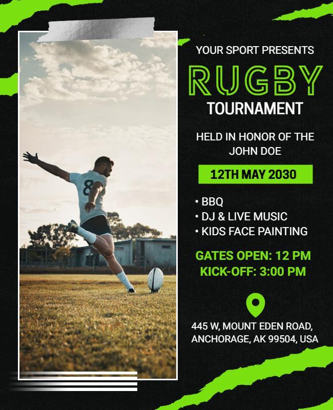 Community Rugby Tournament Event Flyer Template