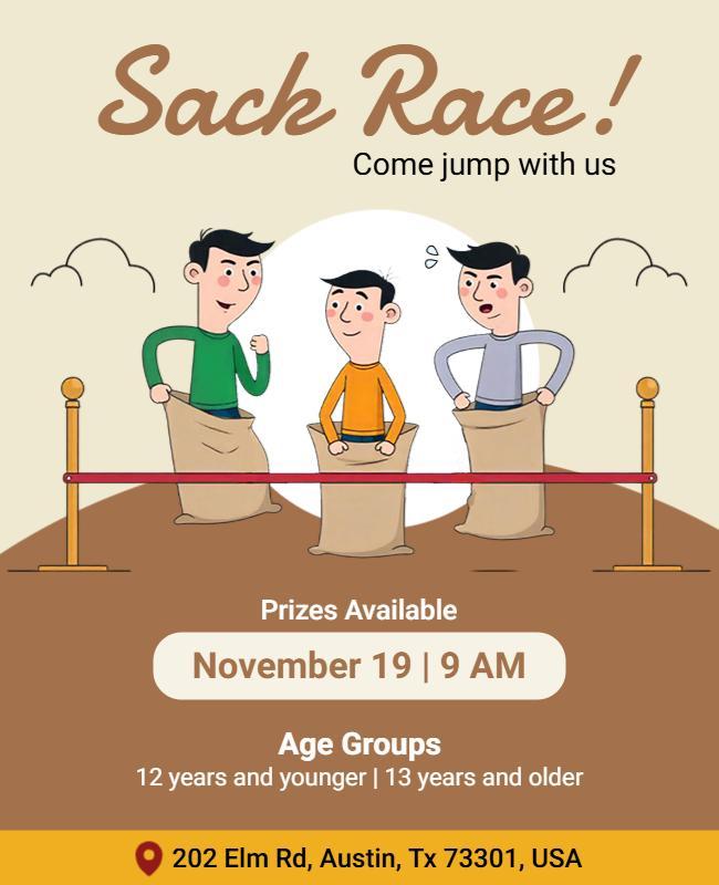 Community Sack Race Event Flyer Template