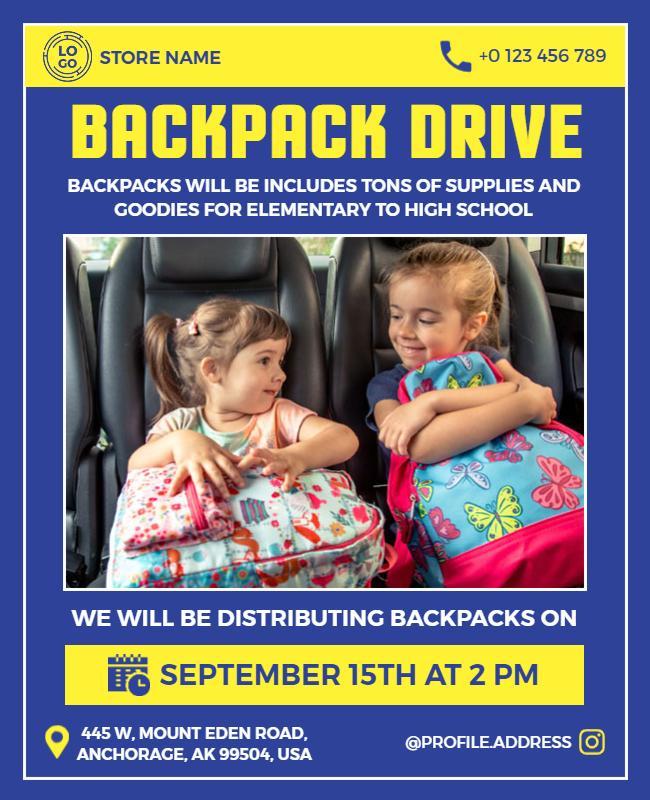 Community School Backpack Drive Flyer Template