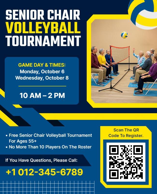 Community Senior Chair Volleyball Tournament Flyer Template