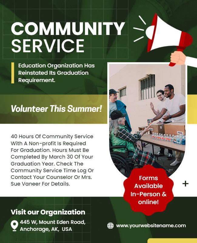 Community Service Volunteer Opportunity Flyer Template