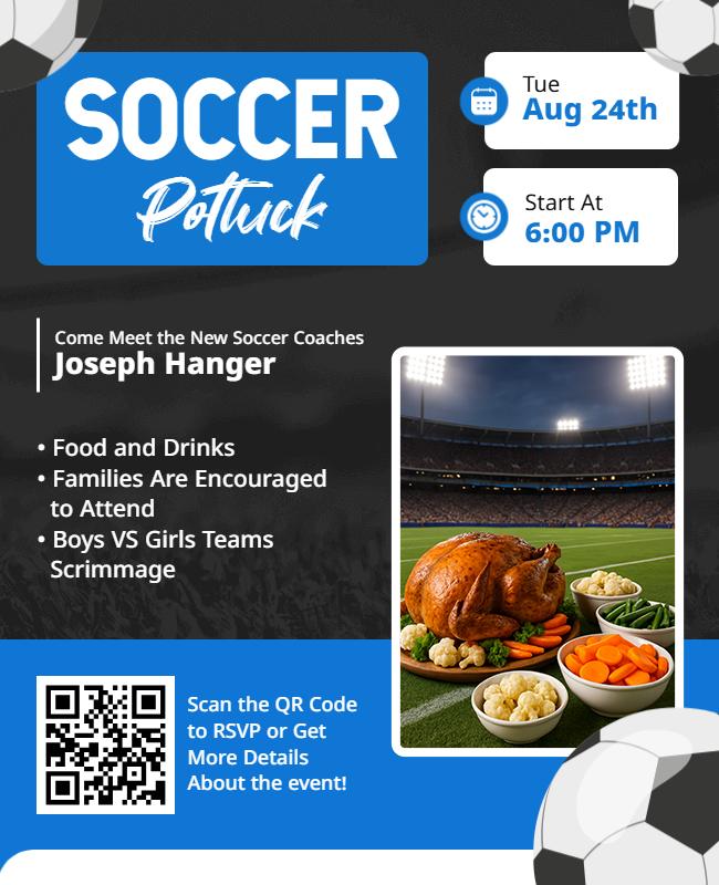 Community Soccer Potluck Event Flyer Template