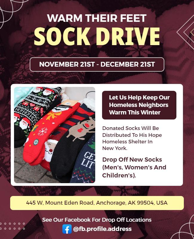 Community Sock Drive Charity Event Flyer Template