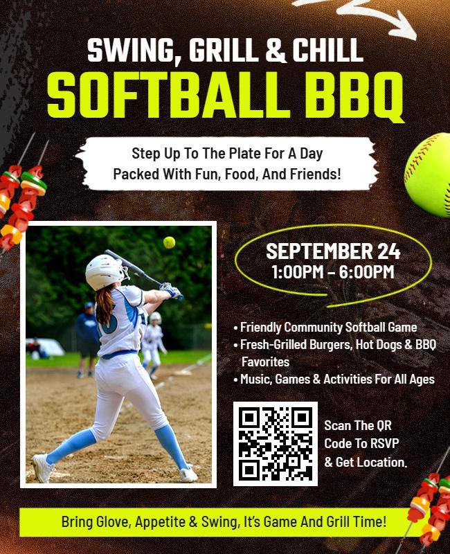 Community Softball BBQ Event Flyer Template