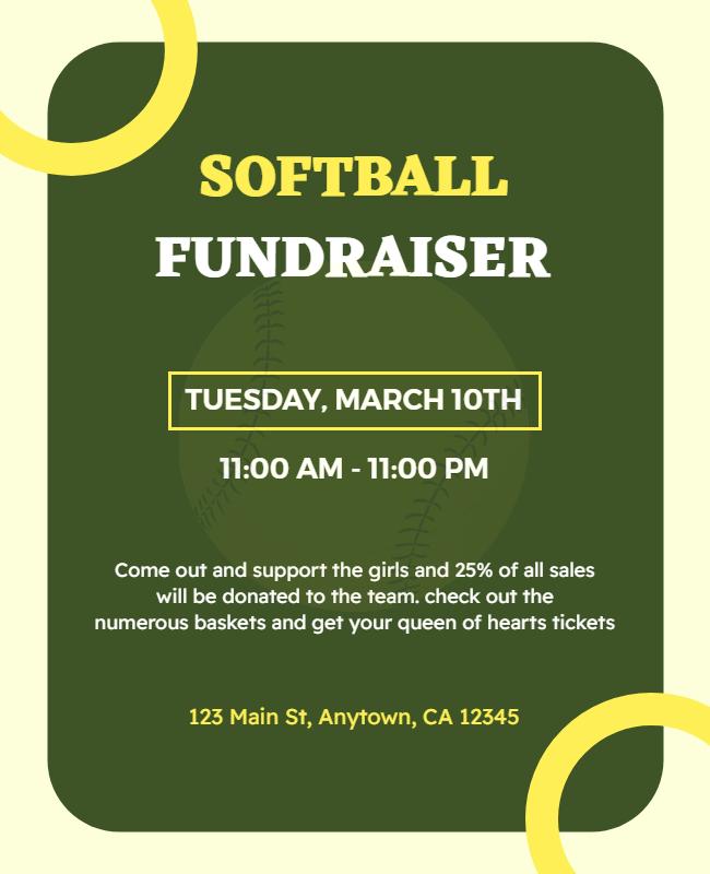 Community Softball Fundraiser Event Flyer Template