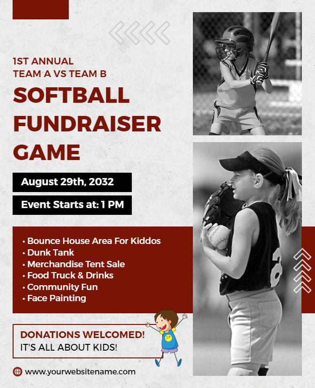 Community Softball Fundraiser Game Flyer Template