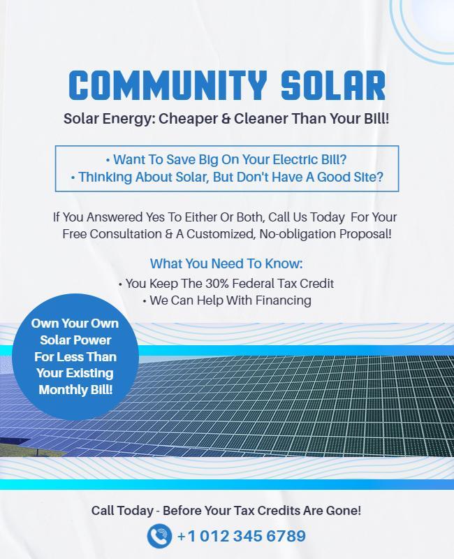 Community Solar Energy Promotion Flyer Template