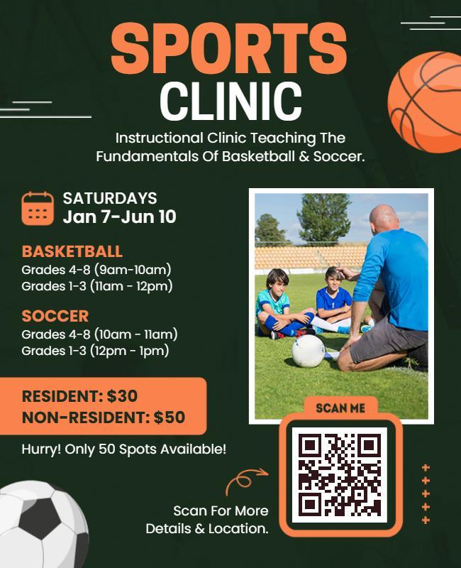 Community Sports Clinic Registration Flyer Template