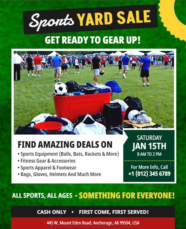 Community Sports Equipment Yard Sale Flyer Template