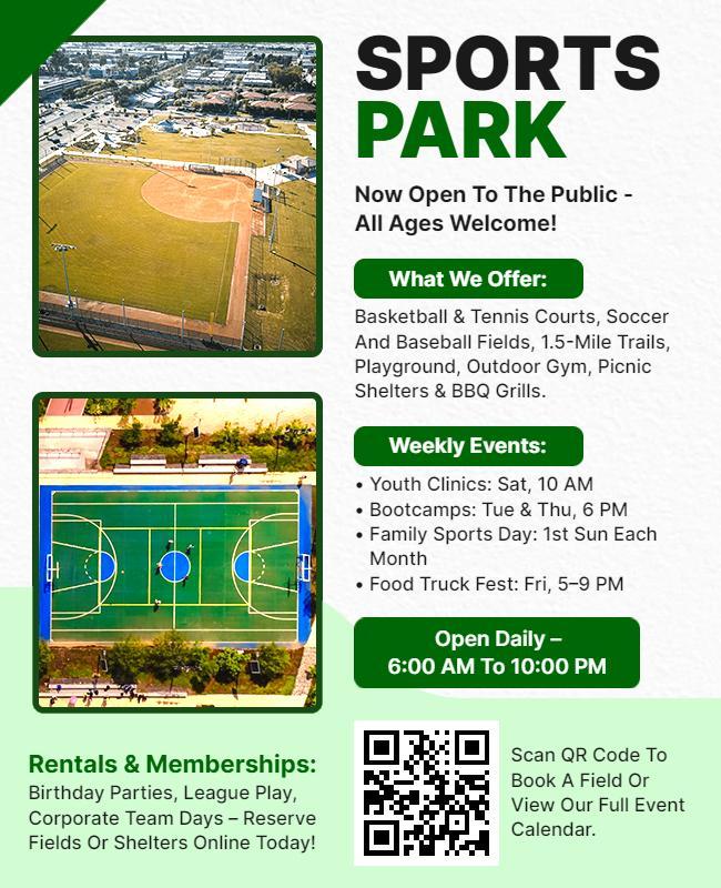 Community Sports Park Facilities Flyer Template