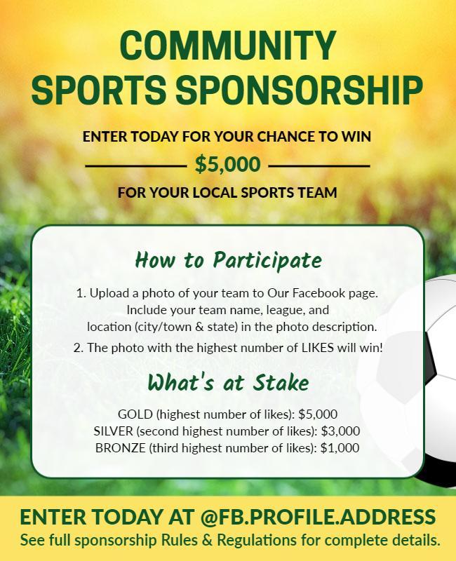 Community Sports Sponsorship Contest Flyer Template