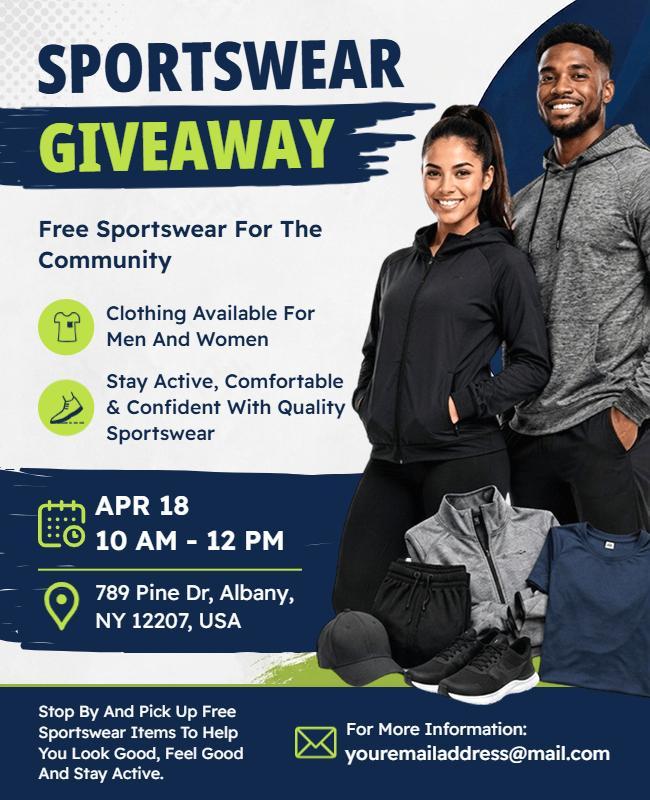 Community Sportswear Giveaway Event Poster Template