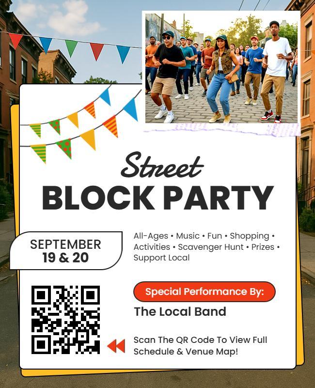 Community Street Block Party Event Flyer Template