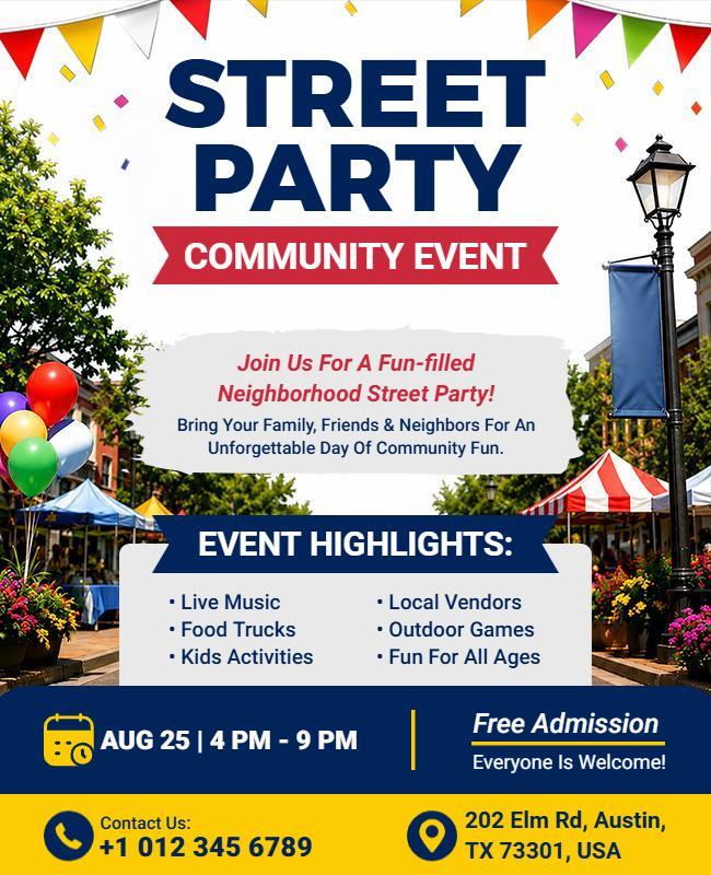 Community Street Party Event Flyer Template