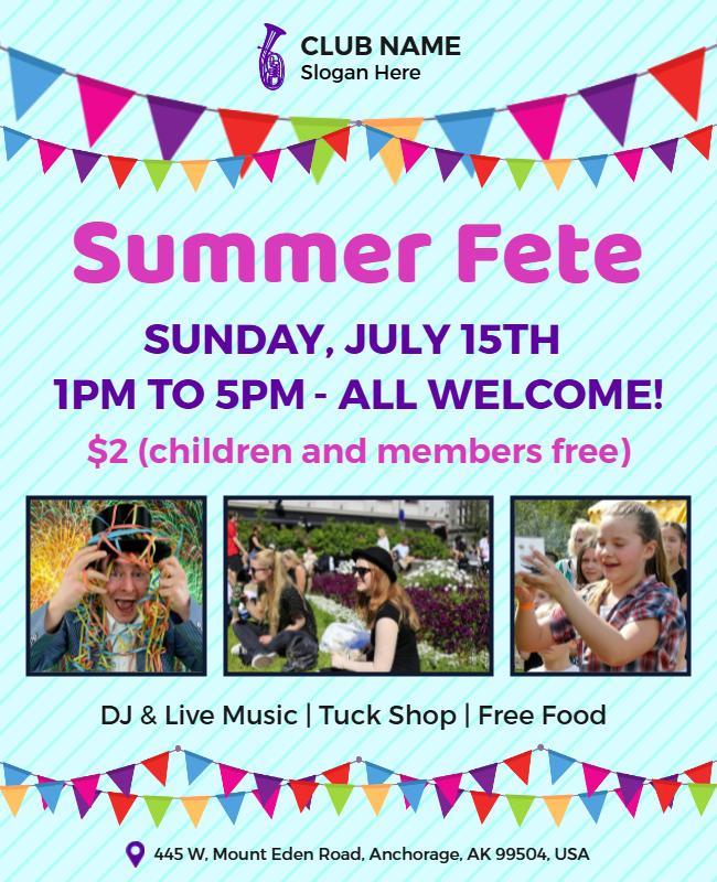 Community Summer Fete Event Flyer Template