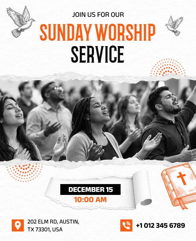 Community Sunday Worship Service Flyer Template