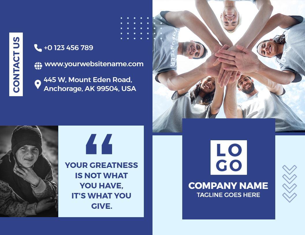 Community Support Charity Mission Donation Awareness Brochure Template