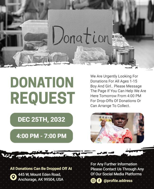 Community Support Donation Request Flyer Template