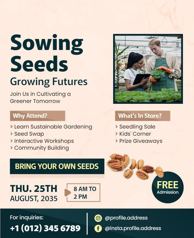 Community Sustainable Gardening Event Flyer Template