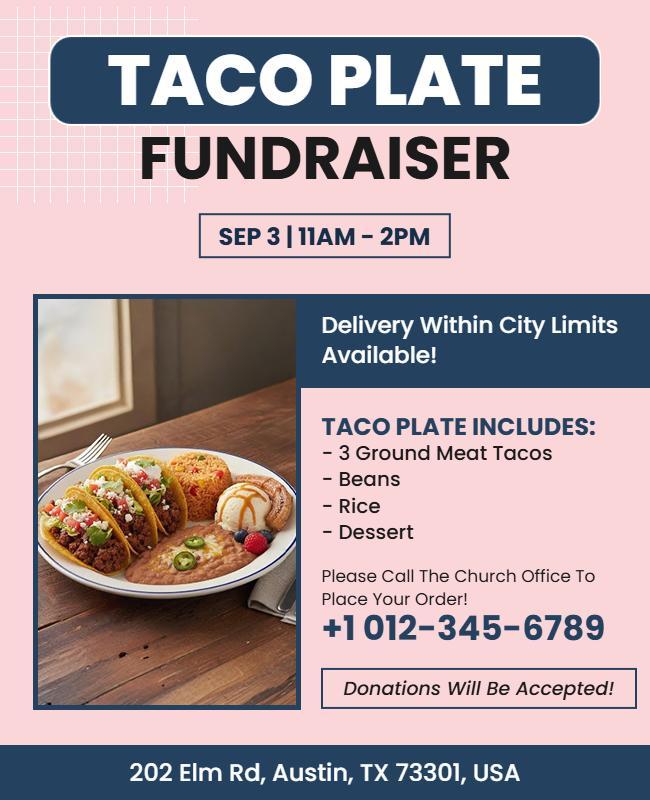 Community Taco Plate Fundraiser Flyer Template