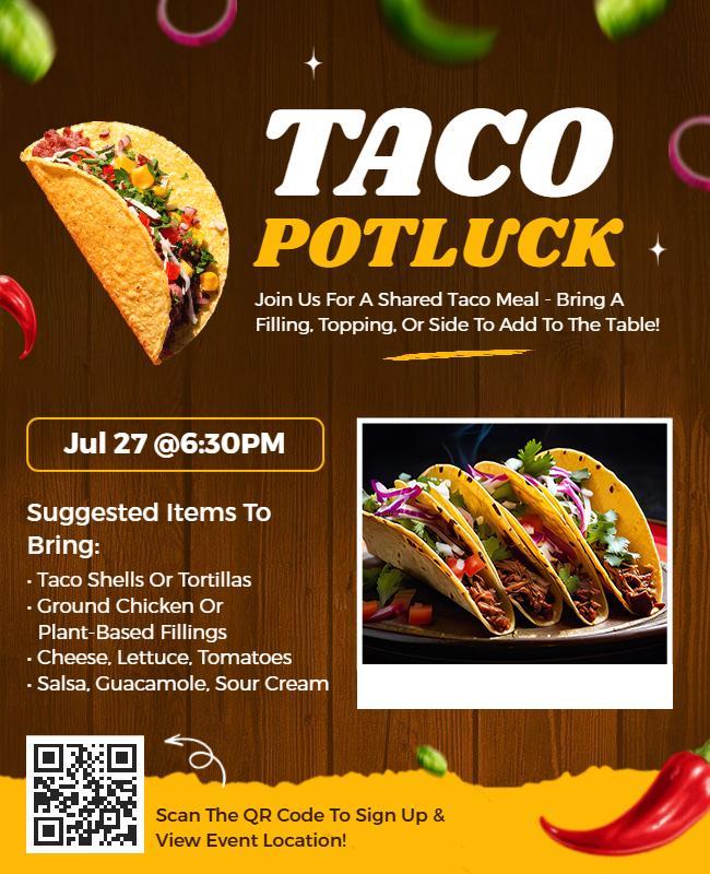 Community Taco Potluck Event Flyer Template