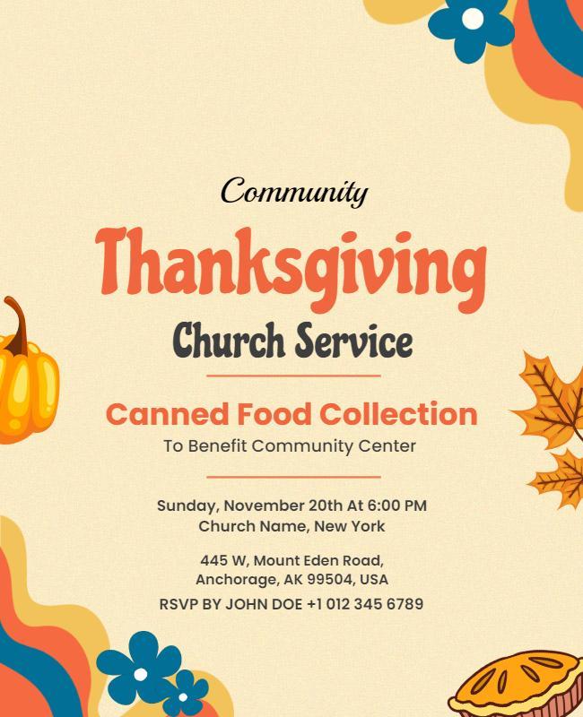 Community Thanksgiving Church Service Flyer Template