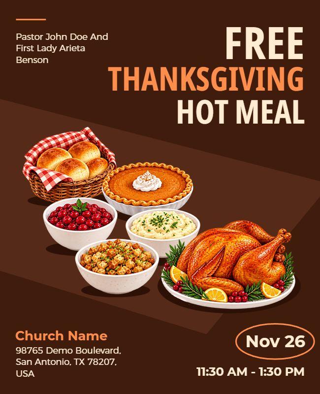 Community Thanksgiving Free Meal Event Flyer Template