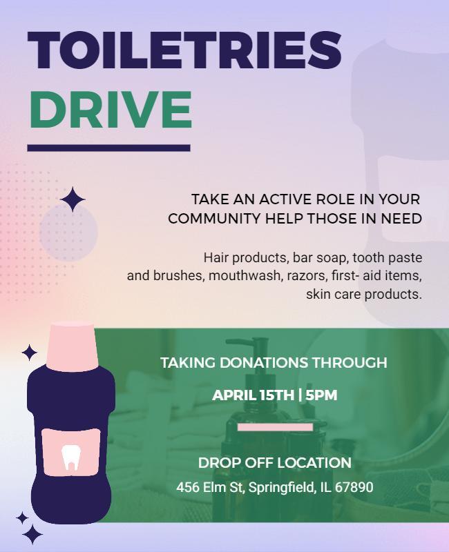 Colorful Pastel Toiletries Drive Donation Event Flyer Template