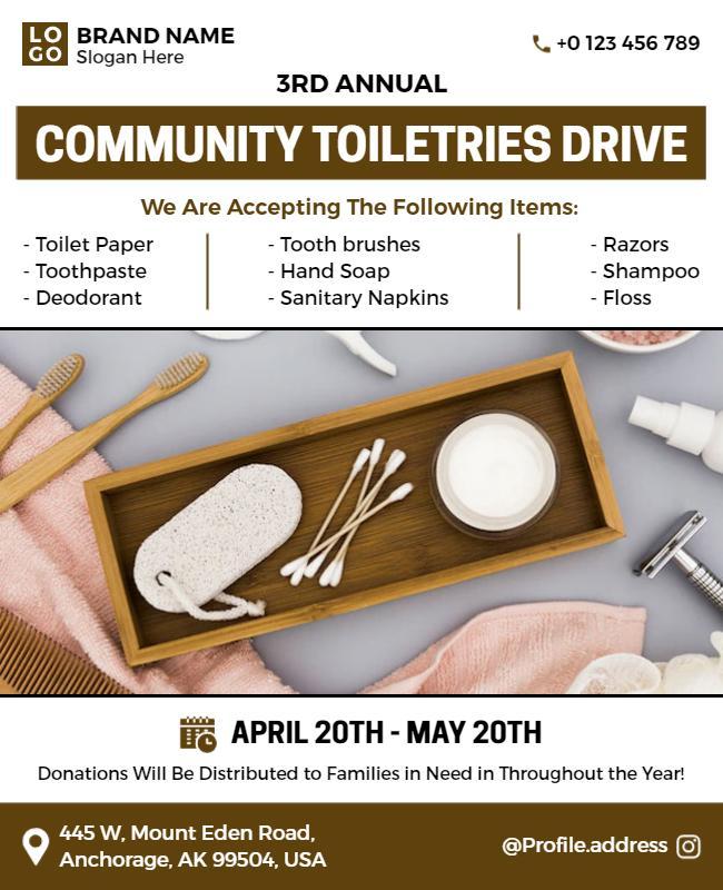 Community Toiletries Donation Drive Flyer Template