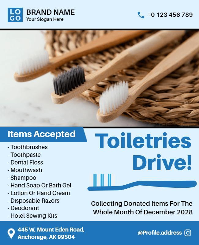 Community Toiletries Drive Donation Flyer Template