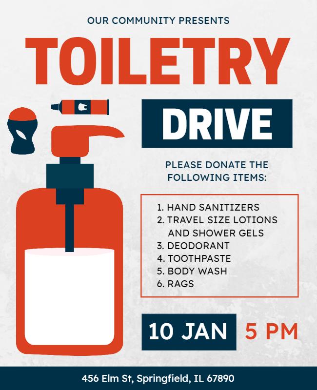 Community Focused Toiletry Donation Drive Flyer Template