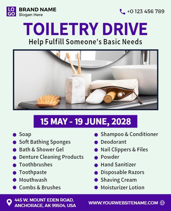 Community Toiletry Drive Charity Event Flyer Template