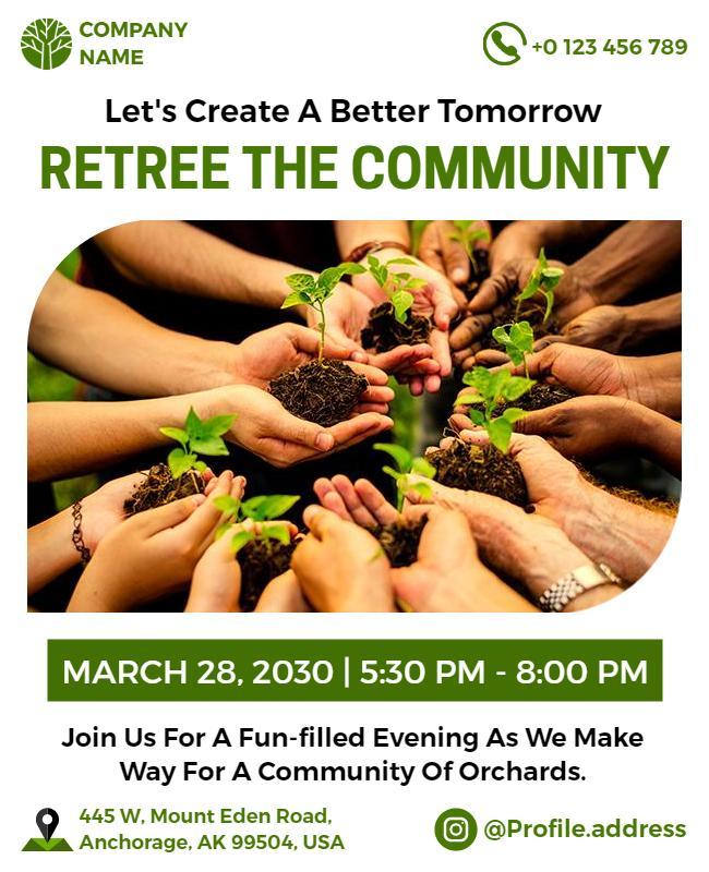 Eco-Friendly Green Community Tree Planting Event Flyer Template