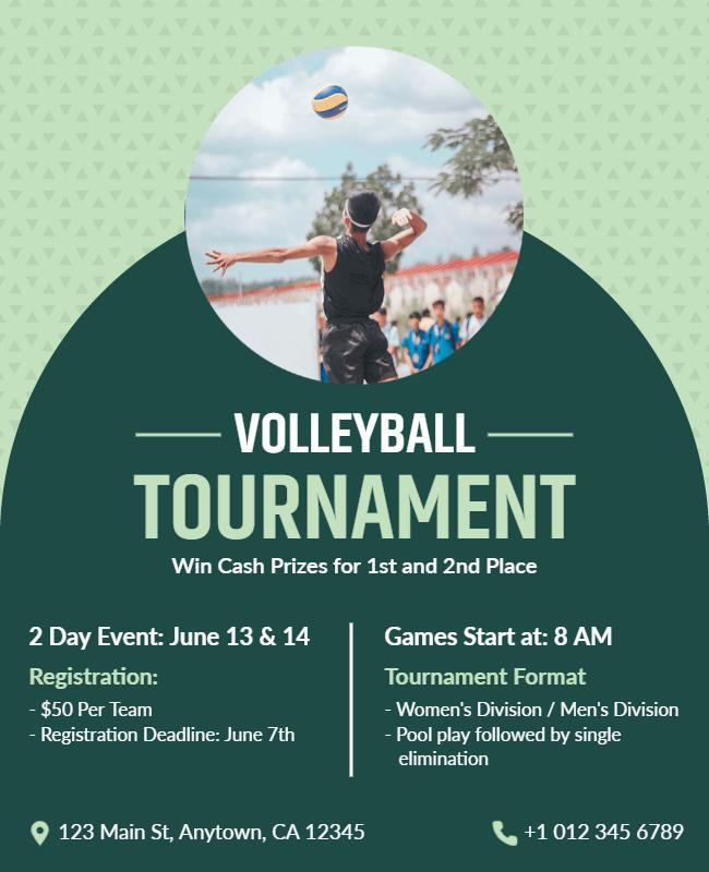 Community Volleyball Tournament Event Flyer Template