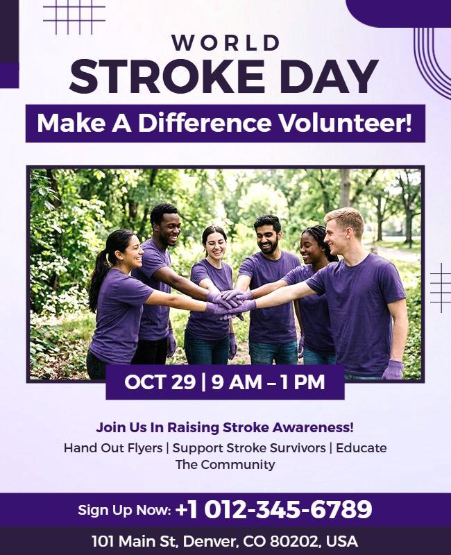 Community Volunteer for World Stroke Day Awareness Poster Template