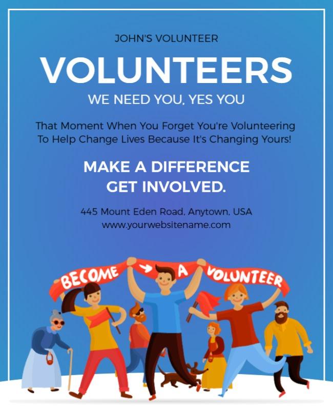 Colorful Community Volunteer Recruitment Flyer Template