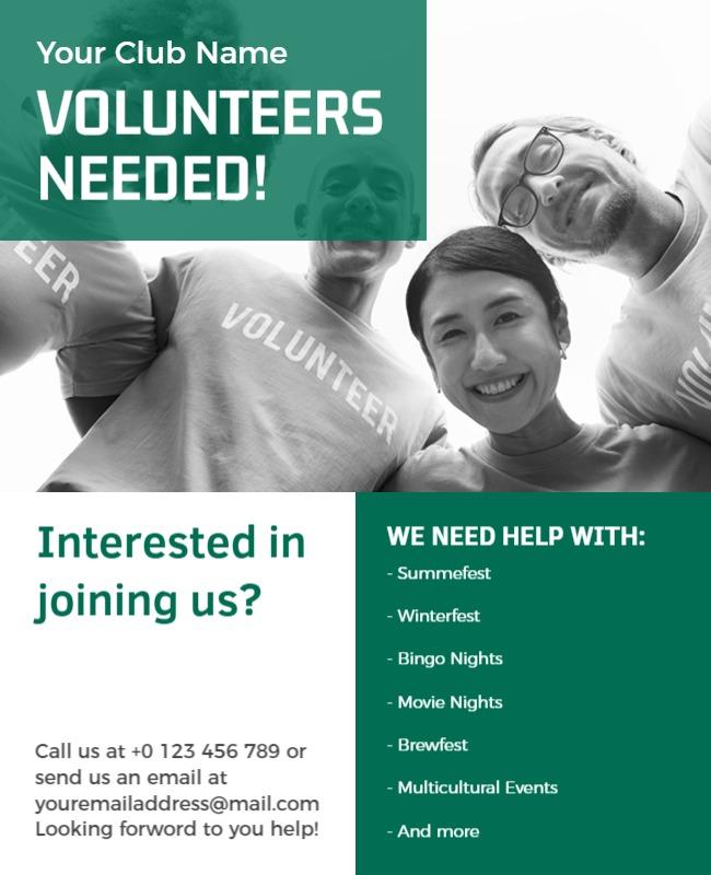 Energetic Green Community Volunteer Recruitment Flyer Template