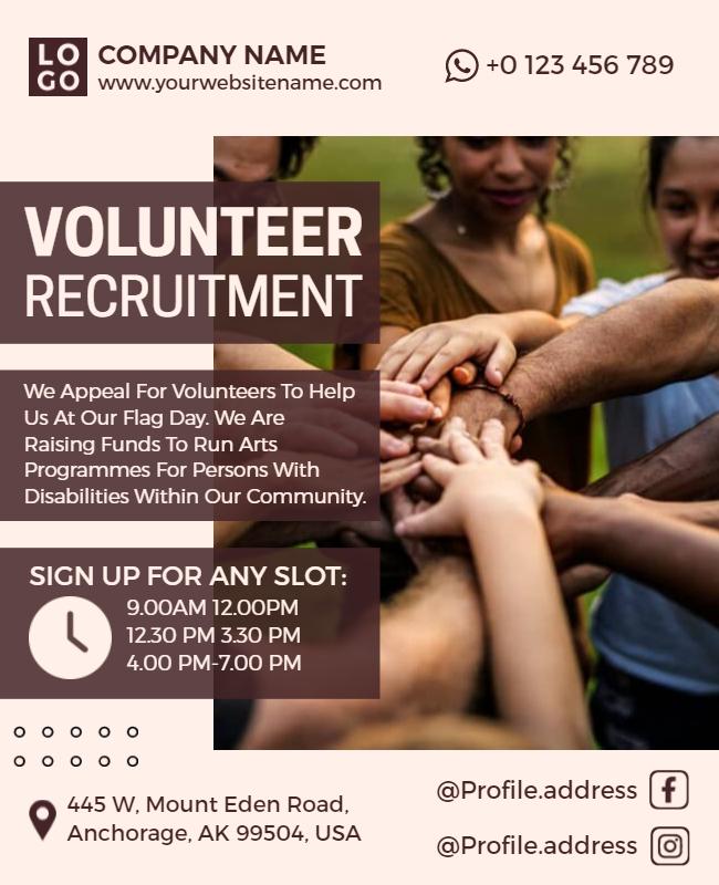 Community-Oriented Volunteer Recruitment Engagement Flyer Template