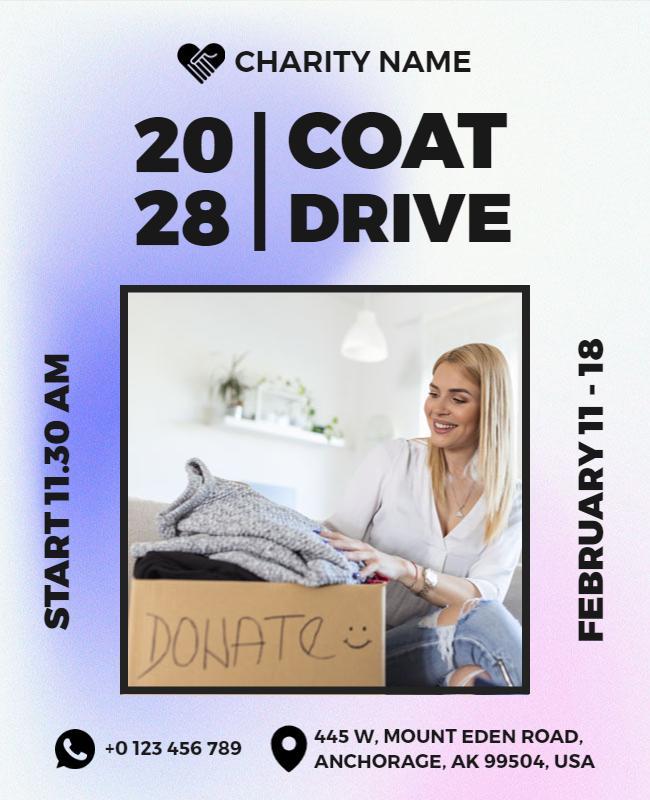 Modern Gradient Coat Drive Charity Event Flyer Template