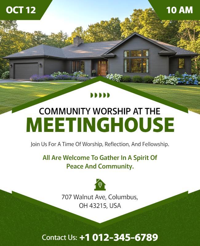 Community Worship Meetinghouse Flyer Template