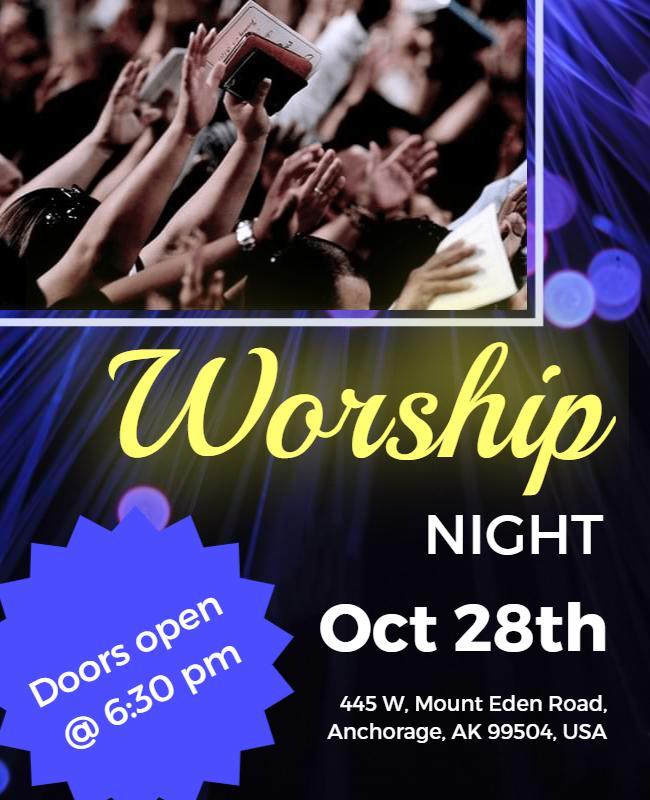 Community Worship Night Event Flyer Template